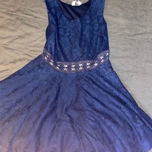 Knit Works Girls Navy Blue Lace Dress